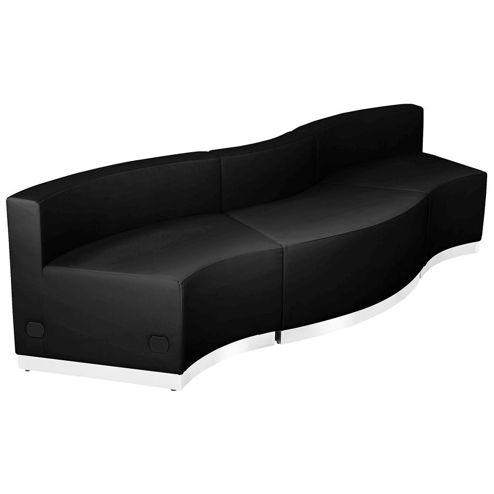 916-803720SETBK 3 Piece Modular Reception Sofa Set - LeatherSoft Upholstery, Black