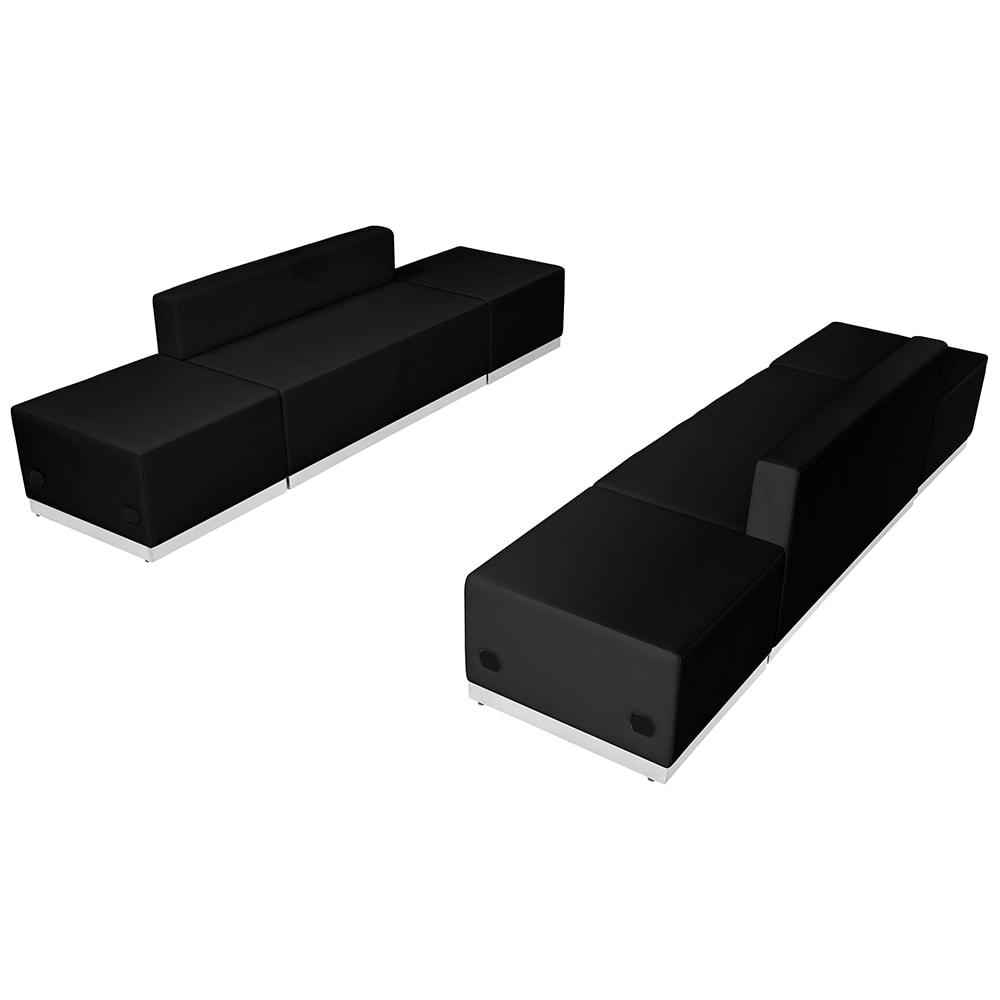 916-803700SETBK 6 Piece Modular Reception Sofa Set - LeatherSoft Upholstery, Black