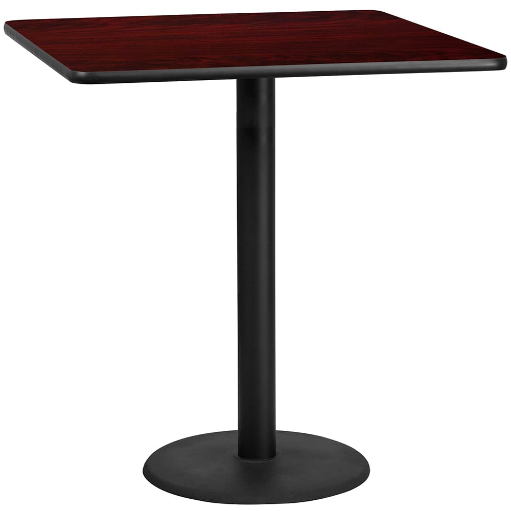 Flash Furniture XU-MAHTB-4242-TR24B-GG 42" Square Bar Height Table - Mahogany Laminate Top, Cast Iron Base