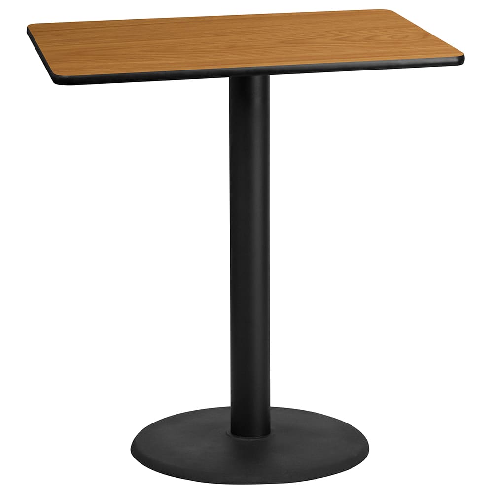 Flash Furniture XU-NATTB-3042-TR24B-GG Rectangular Bar Height Table w/ Natural Laminate Top - 42"W x 30"D x 43 1/8"H, Cast Iron Base