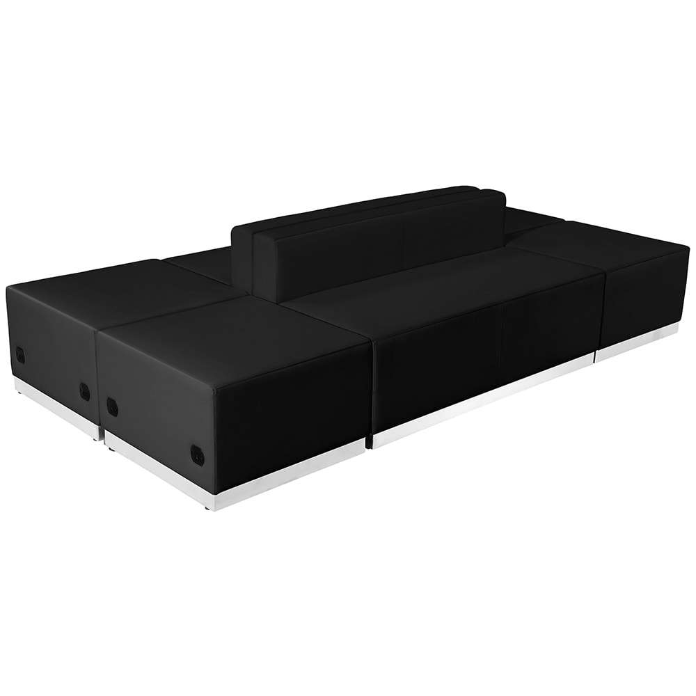 916-803690SETBK 6 Piece Modular Reception Sofa Set - LeatherSoft Upholstery, Black