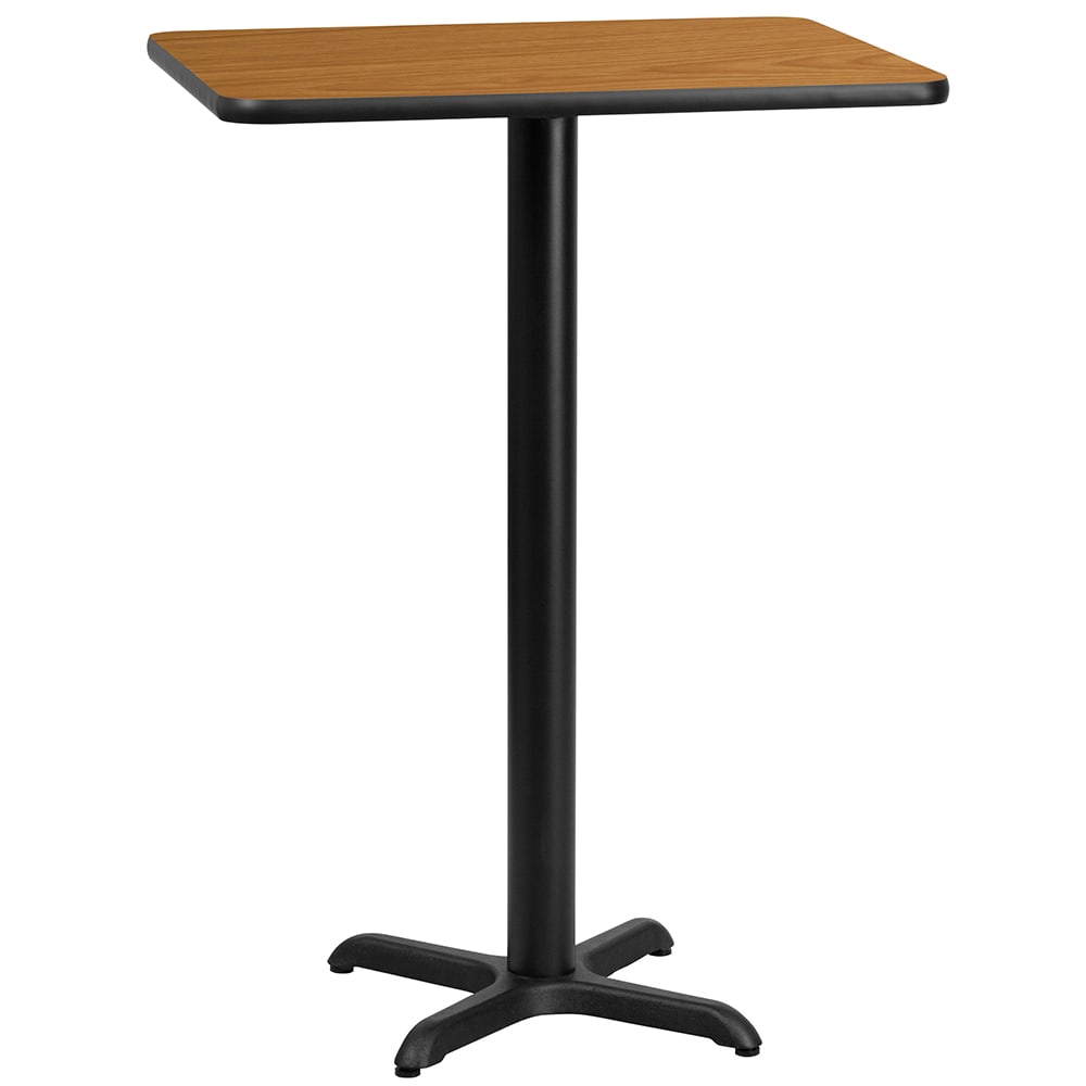 916-XNTB2430T2222B Rectangular Bar Height Table w/ Natural Laminate Top - 30"W x 24"D x...
