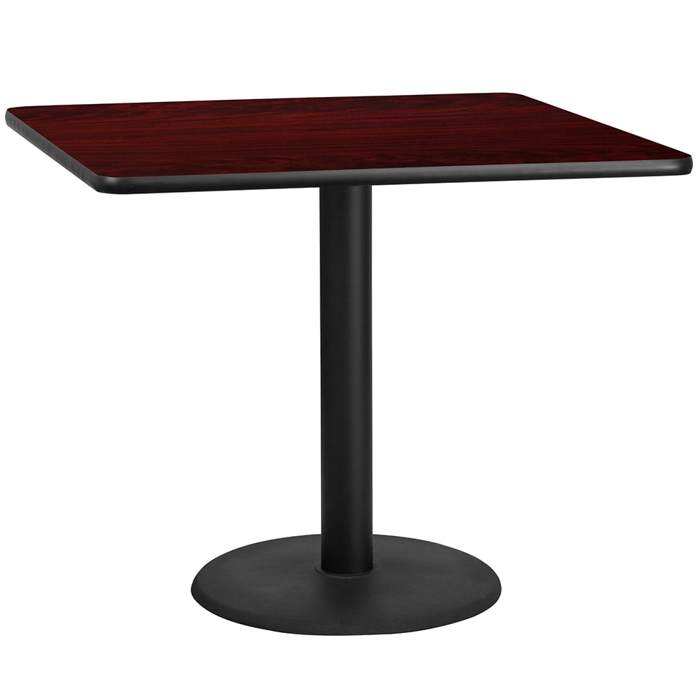 916-XMTB4242TR24 42" Square Dining Height Table w/ Mahogany Laminate Top - Cast Iron Base