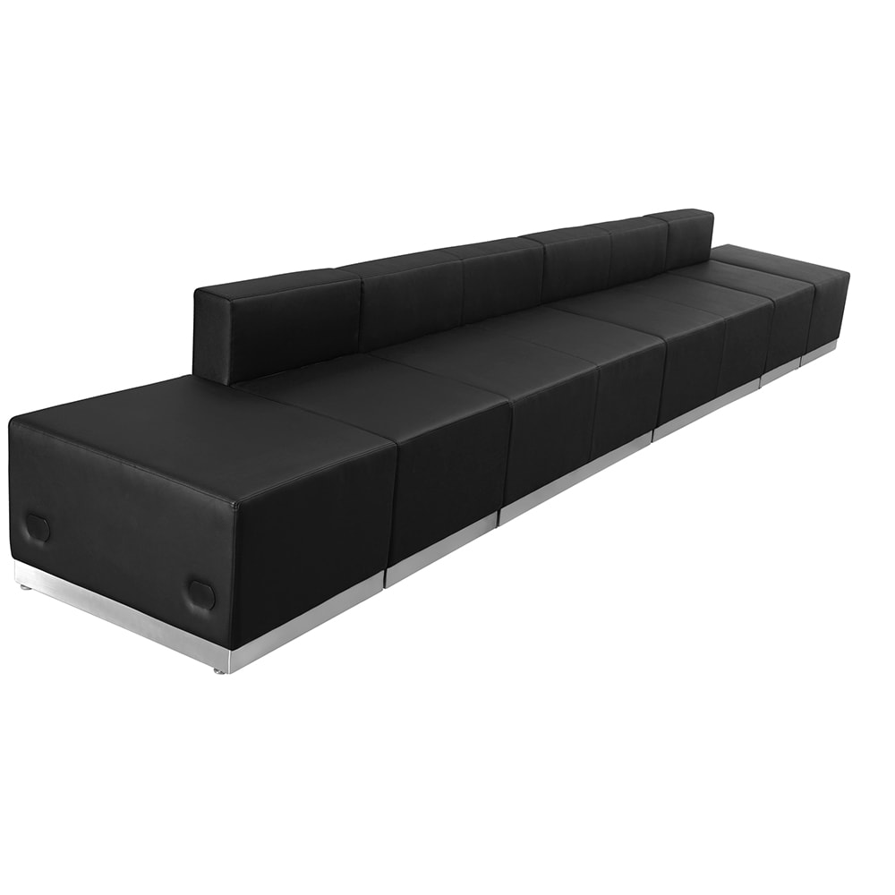 916-803640SETBK 6 Piece Modular Reception Sofa Set - LeatherSoft Upholstery, Black