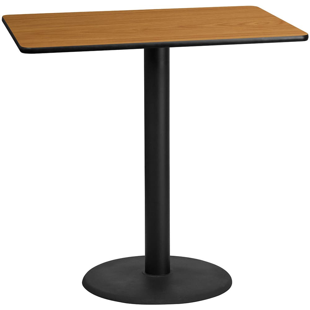 Flash Furniture XU-NATTB-3048-TR24B-GG Rectangular Bar Height Table w/ Natural Laminate Top - 48"W x 30"D x 43 1/8"H, Cast Iron Base