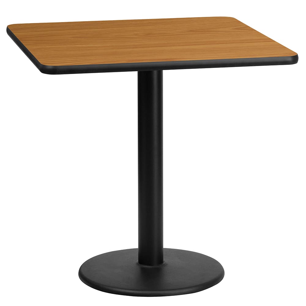 916-XNTB2424TR18 24" Square Dining Height Table w/ Natural Laminate Top - Cast Iron Base