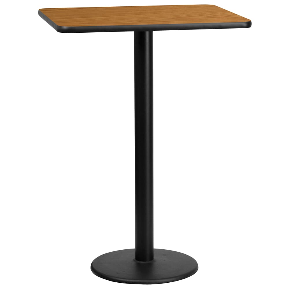 916-XNTB2430TR18B Rectangular Bar Height Table w/ Natural Laminate Top - 30"W x 24"D x...