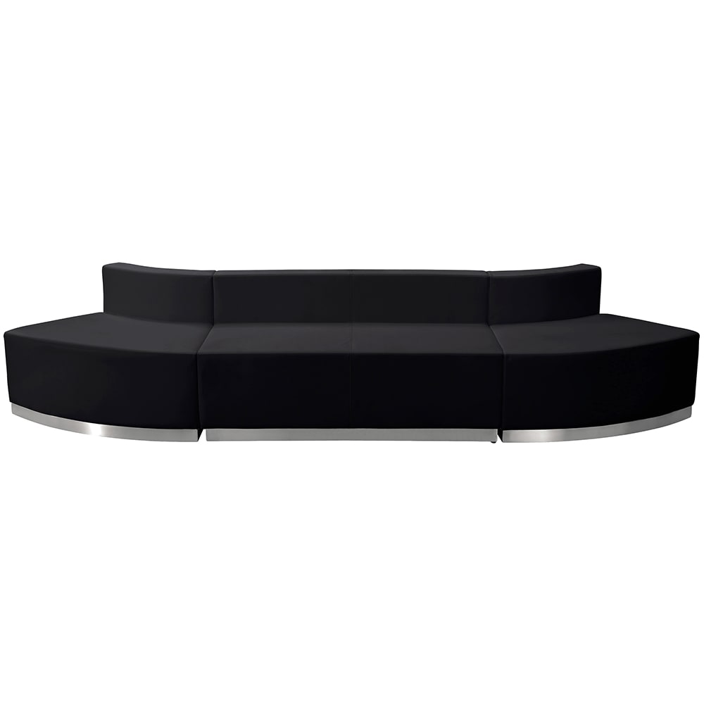 916-803780SETBK 3 Piece Modular Reception Sofa Set - LeatherSoft Upholstery, Black