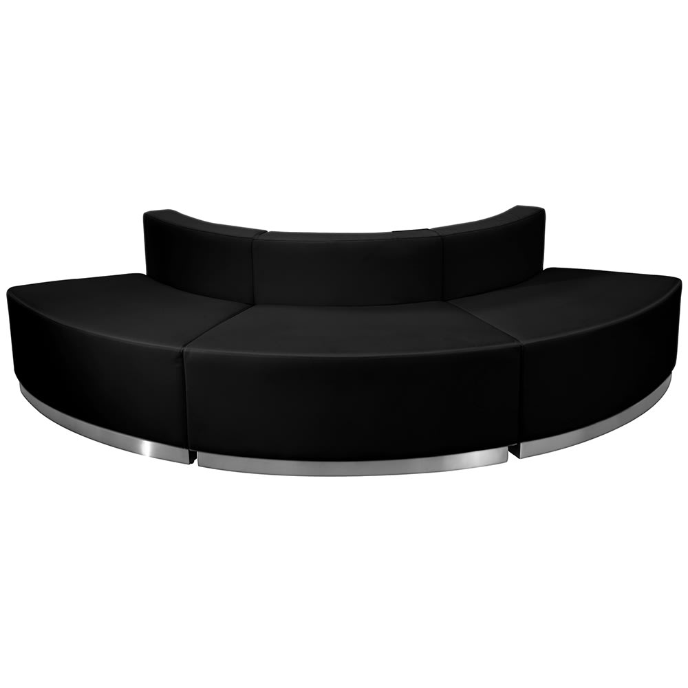 916-803800SETBK 3 Piece Modular Reception Sofa Set - LeatherSoft Upholstery, Black