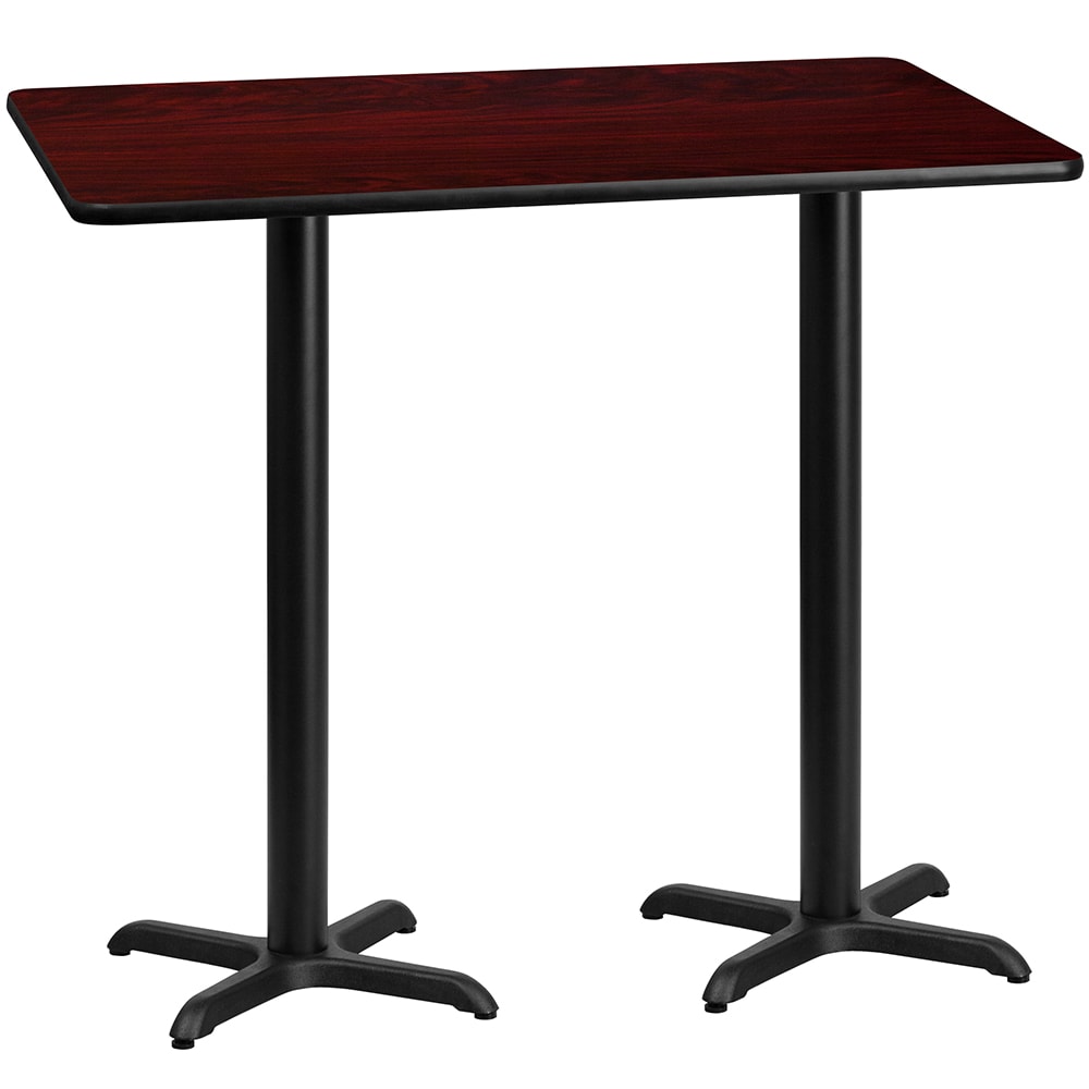 916-XMTB3060T2222B Rectangular Bar Height Table w/ Mahogany Laminate Top - 60"W x 30"D...