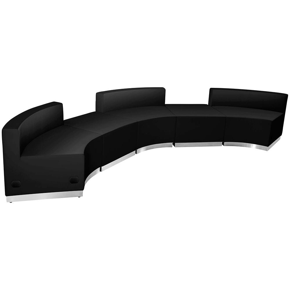 916-803810SETBK 5 Piece Modular Reception Sofa Set - LeatherSoft Upholstery, Black
