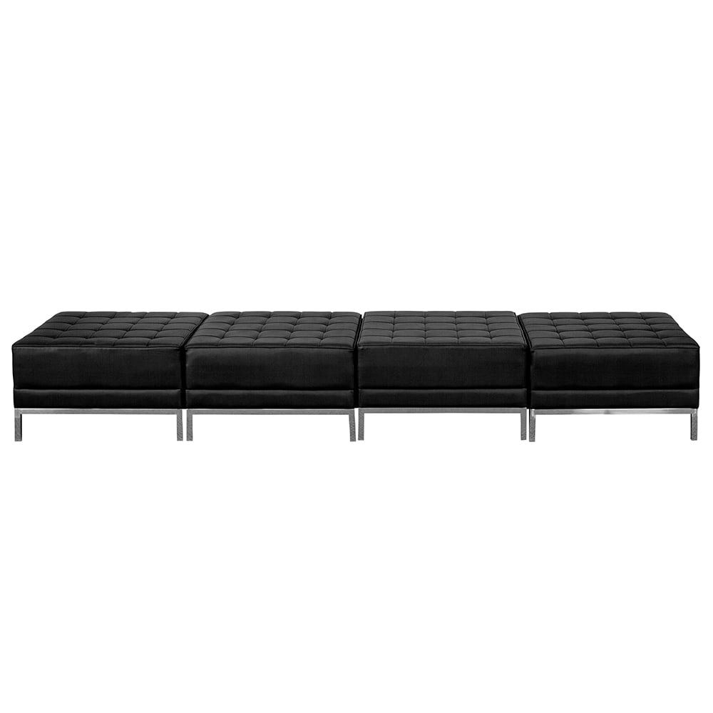 Flash Furniture ZB-IMAG-OTTO-4-GG 4 Piece Modular Bench w/ Black LeatherSoft Upholstery - 112"W x 28"D x 17"H