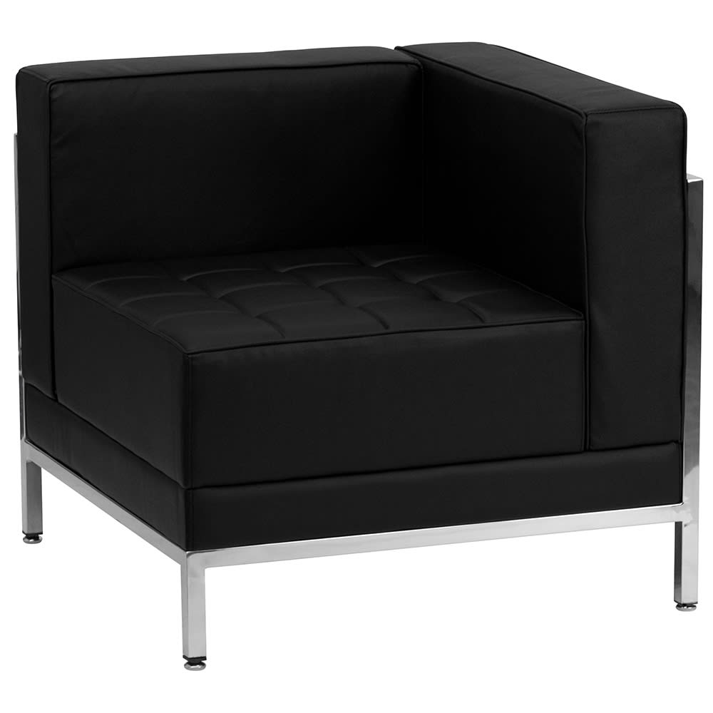 916-IMARIGHTCORNER Modular Right Corner Chair - Black LeatherSoft Upholstery, Stainless Legs
