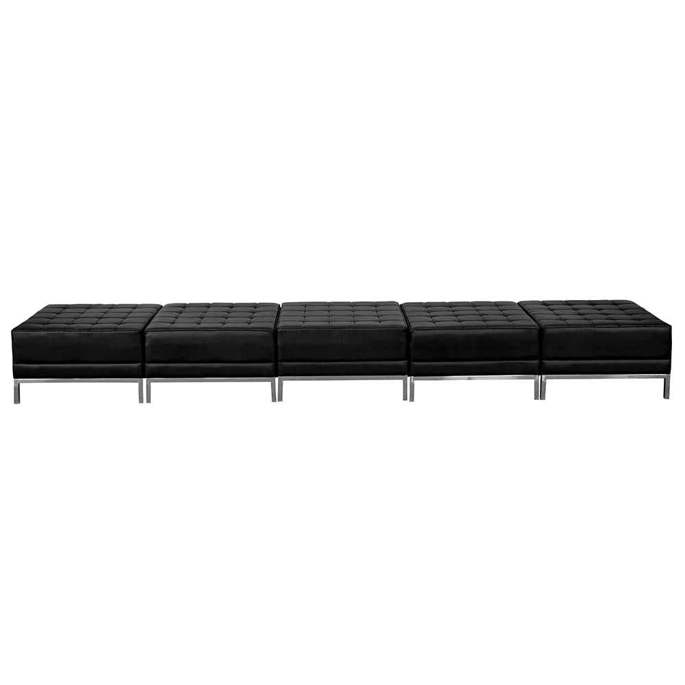 Flash Furniture ZB-IMAG-OTTO-5-GG 5 Piece Modular Bench w/ Black LeatherSoft Upholstery - 140"W x 28"D x 17"H