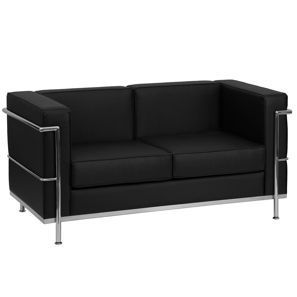916-REG8102LSBK Loveseat w/ Black LeatherSoft Upholstery, Stainless Legs