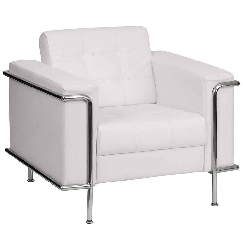 916-LES8090CHAIRWH Reception Chair w/ White LeatherSoft Upholstery & Stainless Legs