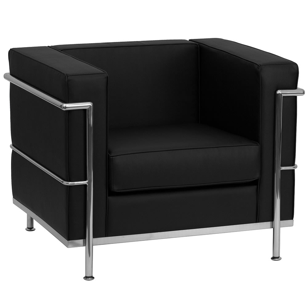 Flash Furniture ZBREGAL8101CHAIRBKGG Arm Chair Black LeatherSoft Upholstery, Stainless Legs