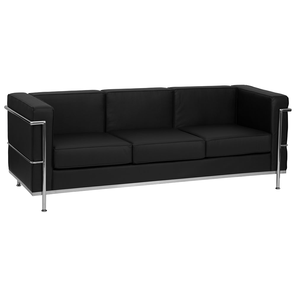 916-REG8103SOFABK 79" Sofa w/ Black LeatherSoft Upholstery -  Stainless Steel Legs
