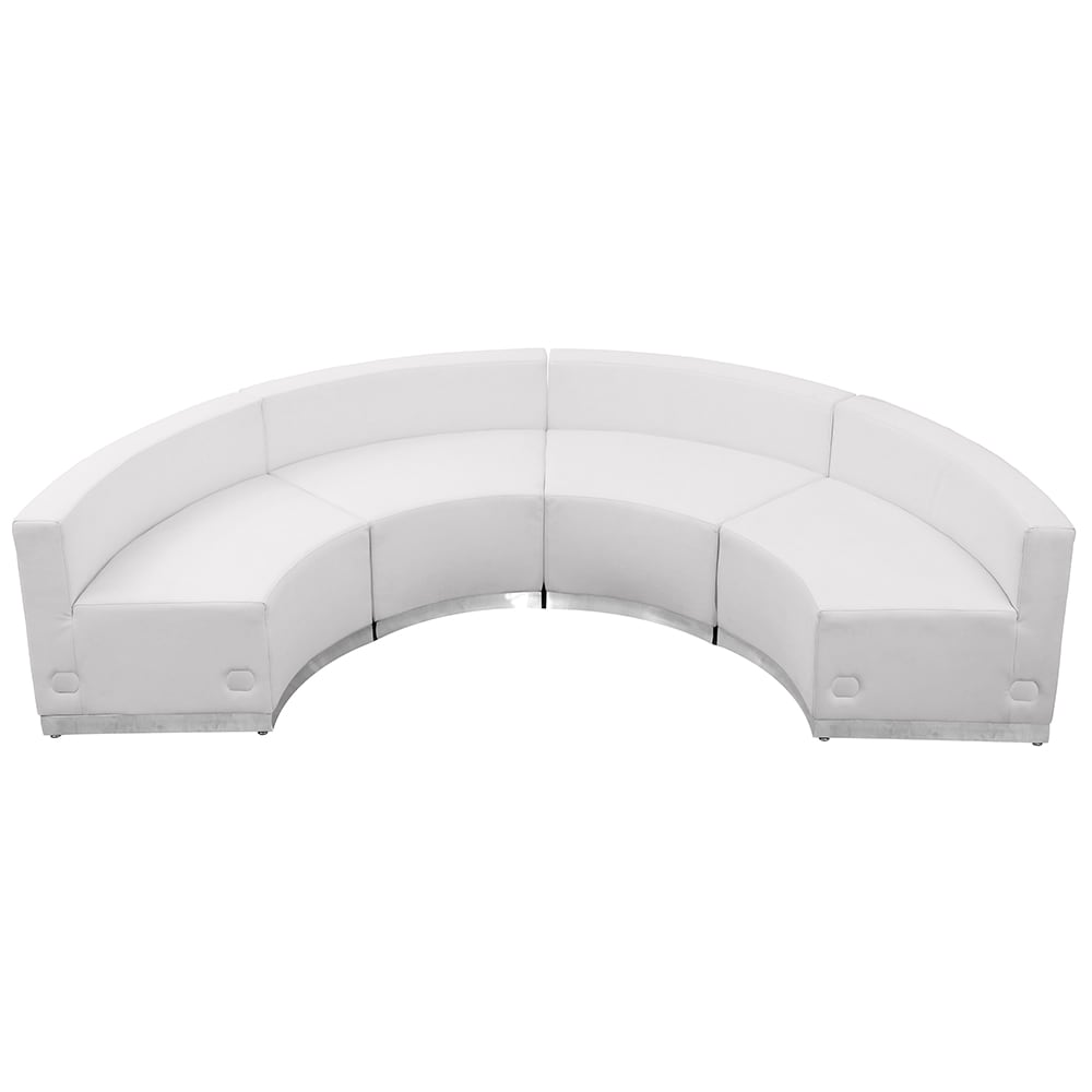 916-803480SETWH 4 Piece Modular Reception Sofa Set - LeatherSoft Upholstery, White