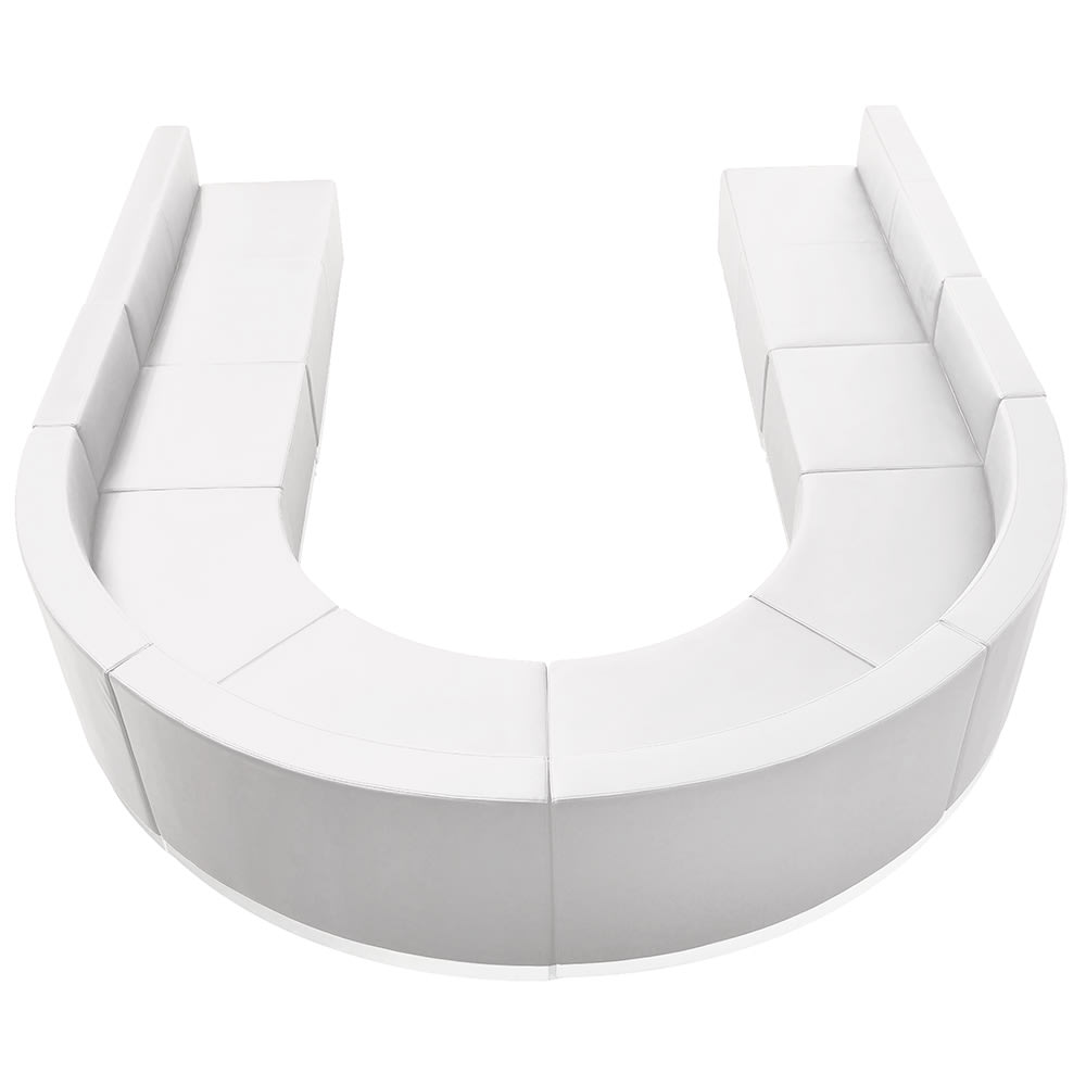 916-803530SETWH 8 Piece Modular Reception Sofa Set - LeatherSoft Upholstery, White