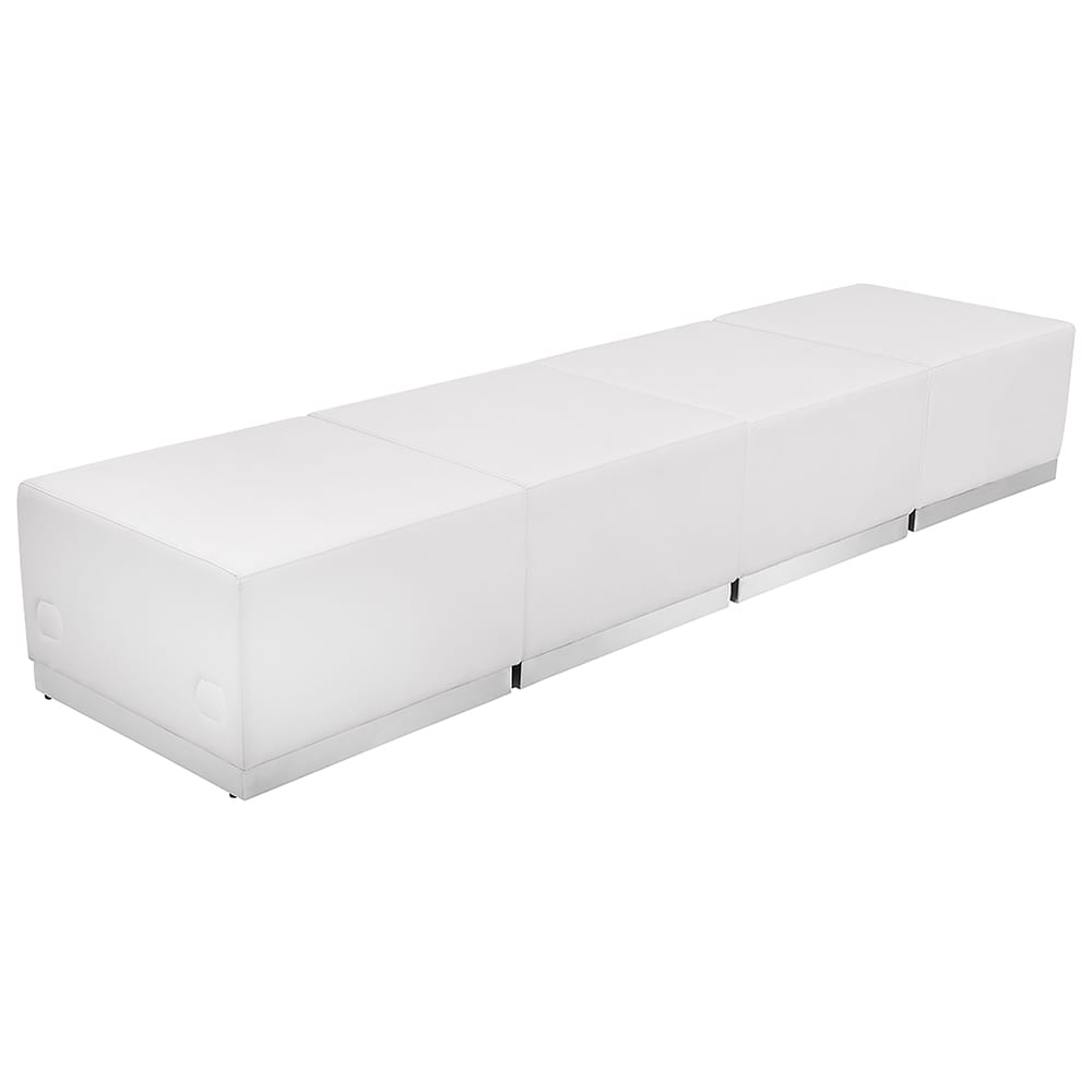 916-803540SETWH 4 Piece Modular Reception Sofa Set - LeatherSoft Upholstery, White