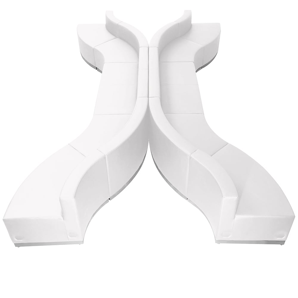 916-803630SETWH 10 Piece Modular Reception Sofa Set - LeatherSoft Upholstery, White