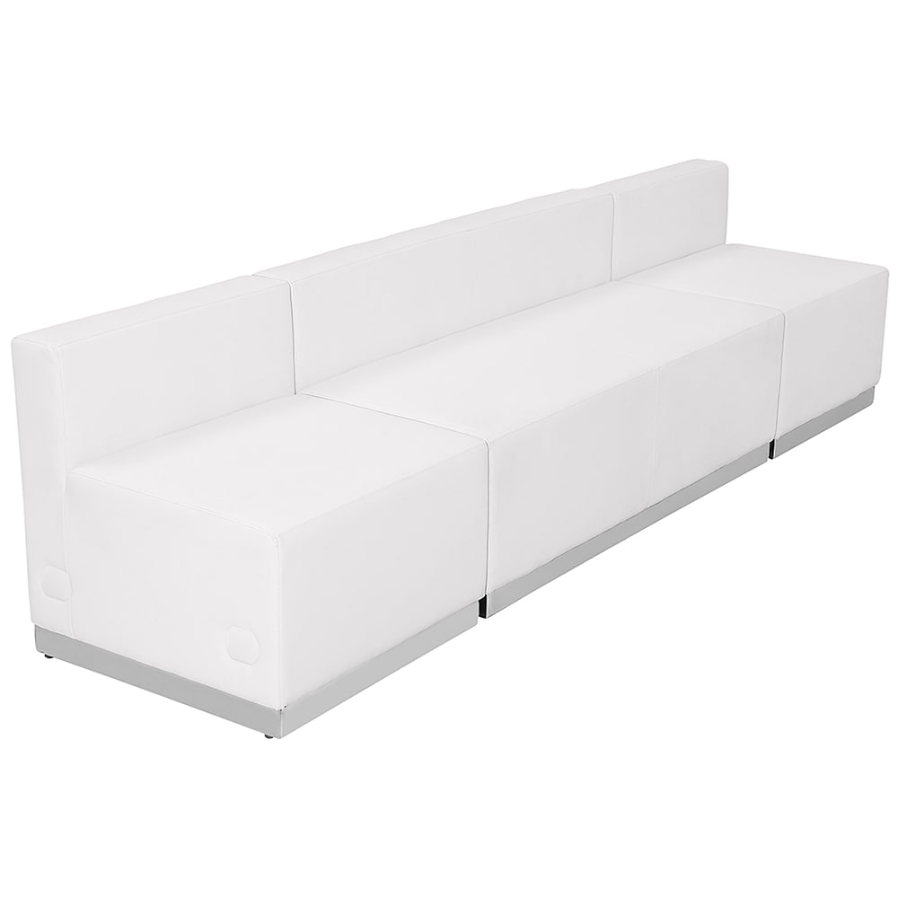 916-803680SETWH 3 Piece Modular Reception Sofa Set - LeatherSoft Upholstery, White
