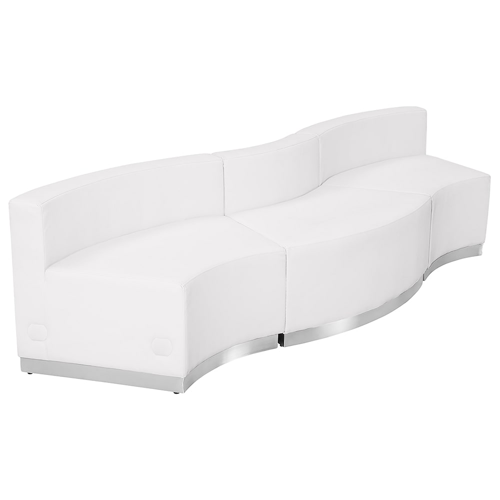 916-803720SETWH 3 Piece Modular Reception Sofa Set - LeatherSoft Upholstery, White