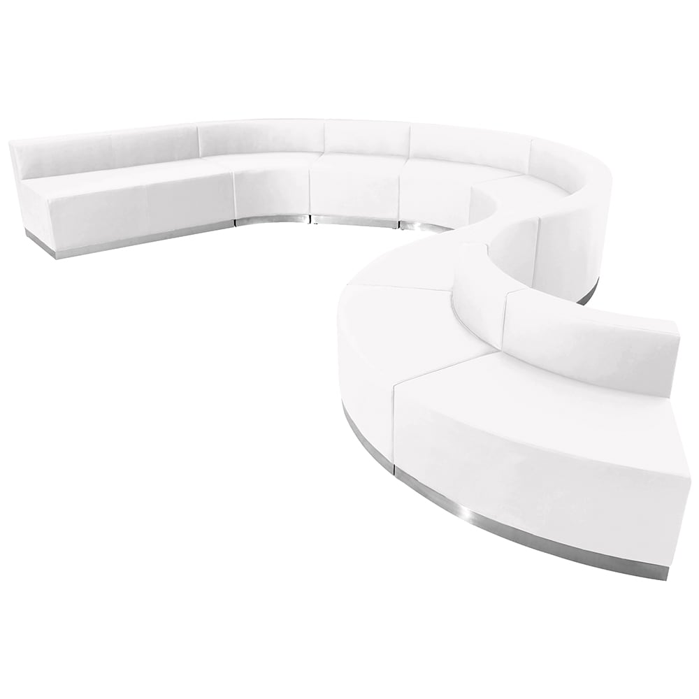 916-803600SETWH 9 Piece Modular Reception Sofa Set - LeatherSoft Upholstery, White