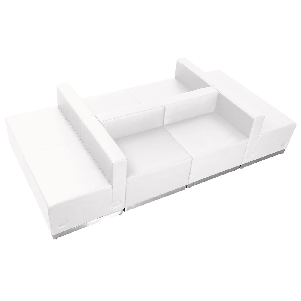 916-803650SETWH 6 Piece Modular Reception Sofa Set - LeatherSoft Upholstery, White
