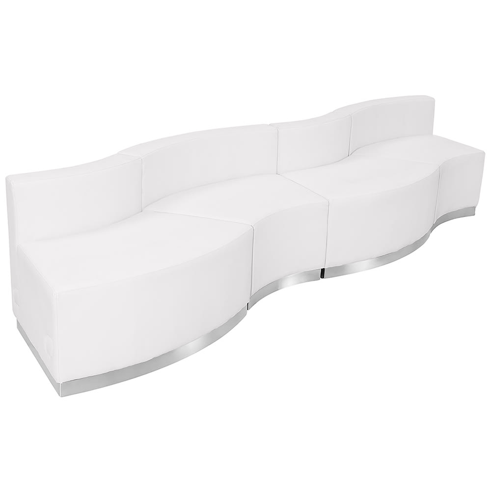 916-803730SETWH 4 Piece Modular Reception Sofa Set - LeatherSoft Upholstery, White