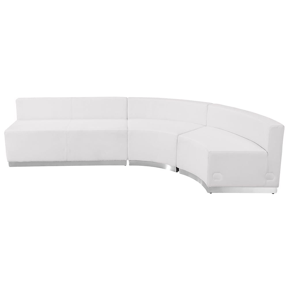 916-803750SETWH 3 Piece Modular Reception Sofa Set - LeatherSoft Upholstery, White