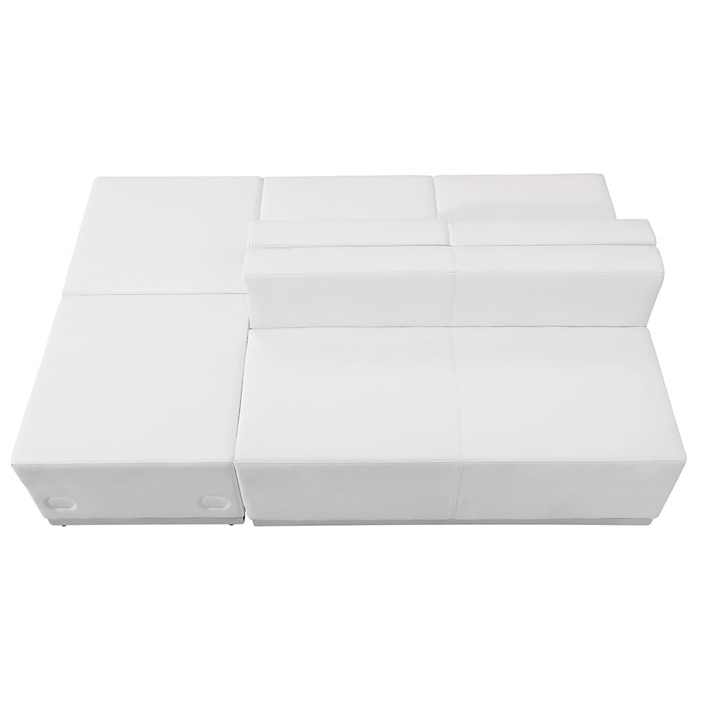 916-803880SETWH 4 Piece Modular Reception Sofa Set - LeatherSoft Upholstery, White