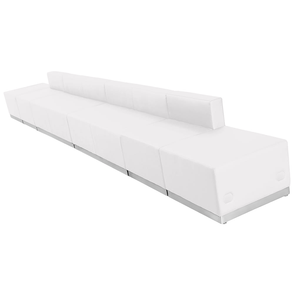 916-803640SETWH 6 Piece Modular Reception Sofa Set - LeatherSoft Upholstery, White