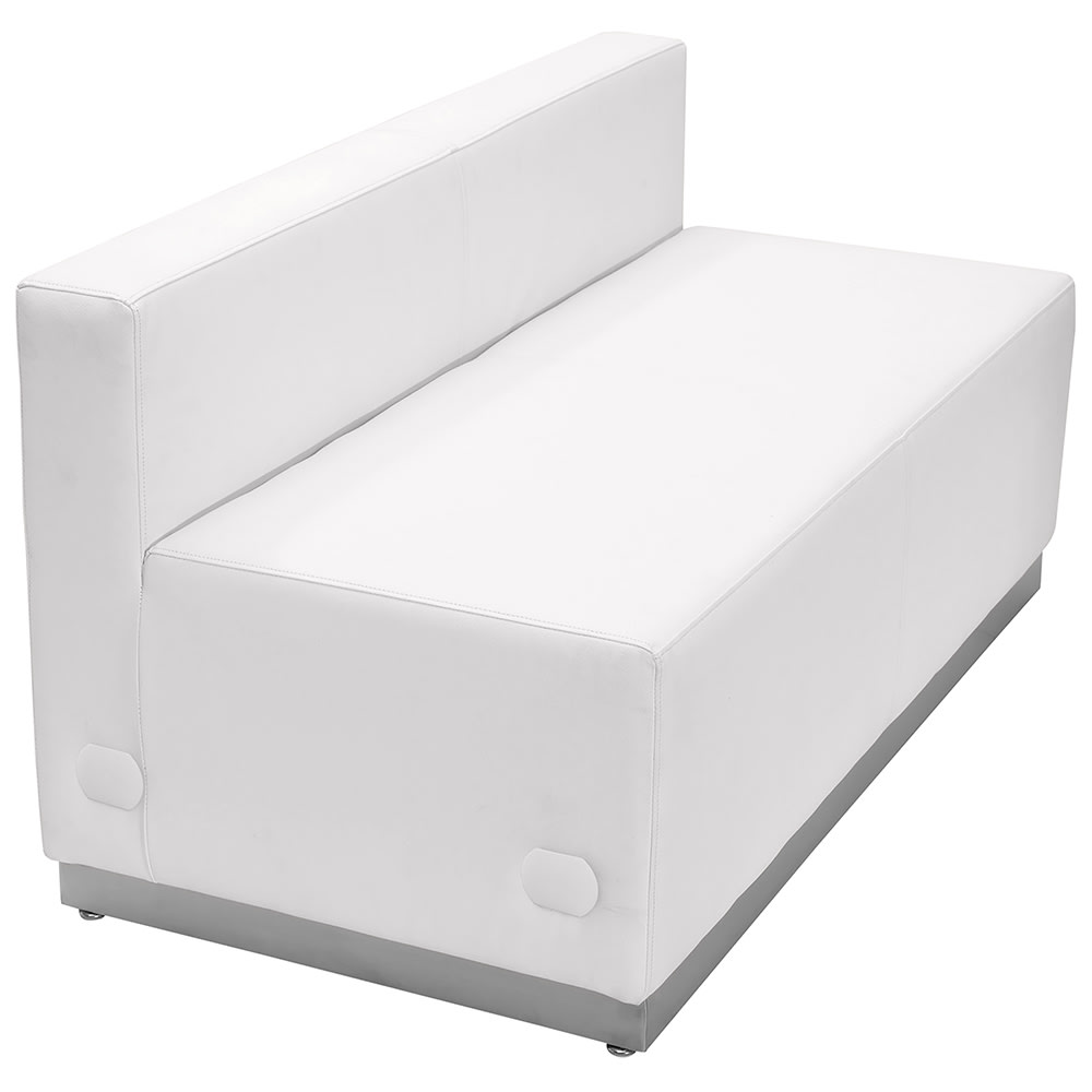 916-803LSWH Modular Loveseat w/ White LeatherSoft Upholstery, Brushed Stainless Base