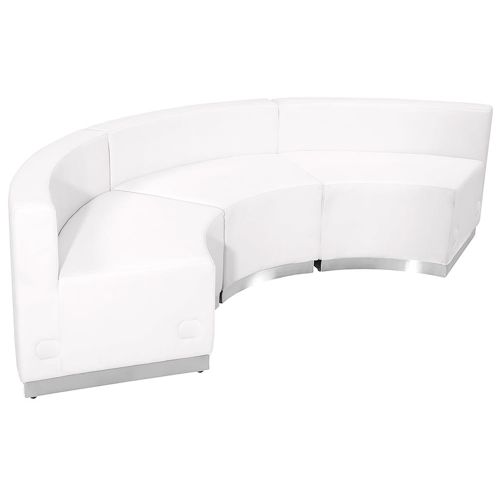 916-803740SETWH 3 Piece Modular Sofa Set - White LeatherSoft Upholstery, Stainless Base