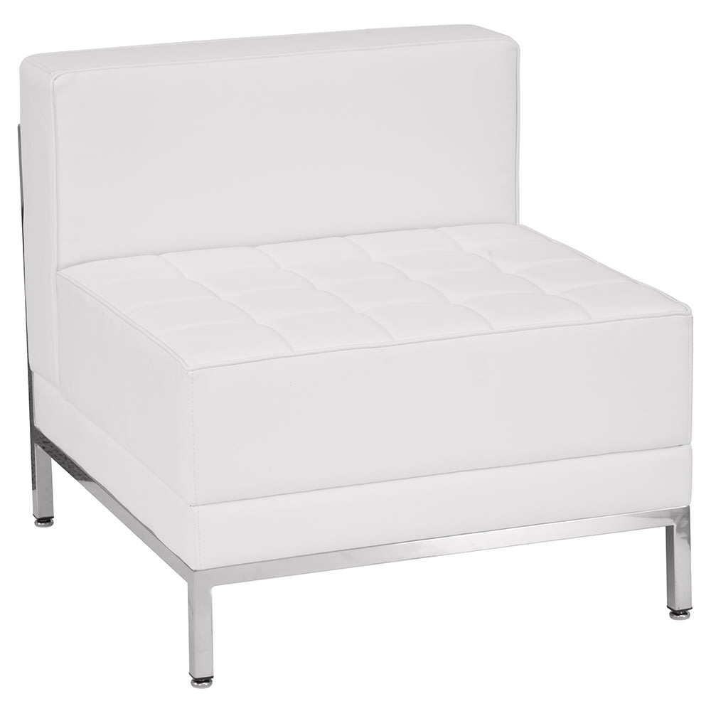 916-IMAMIDDLEWH Modular Middle Chair - White LeatherSoft Upholstery, Stainless Base