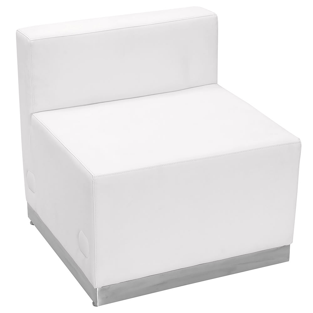 916-803CHAIRWH Modular Reception Chair w/ White LeatherSoft Upholstery & Stainless Base