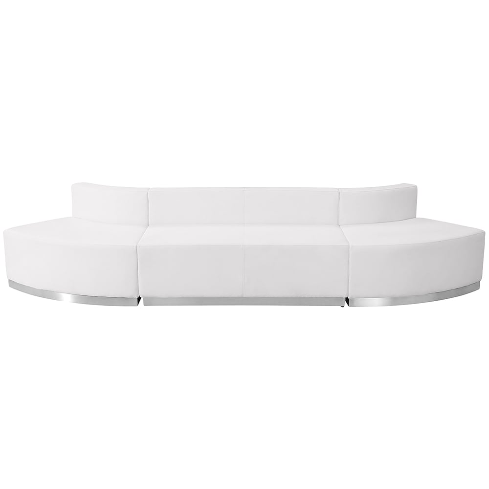 916-803780SETWH 3 Piece Modular Reception Sofa Set - LeatherSoft Upholstery, White