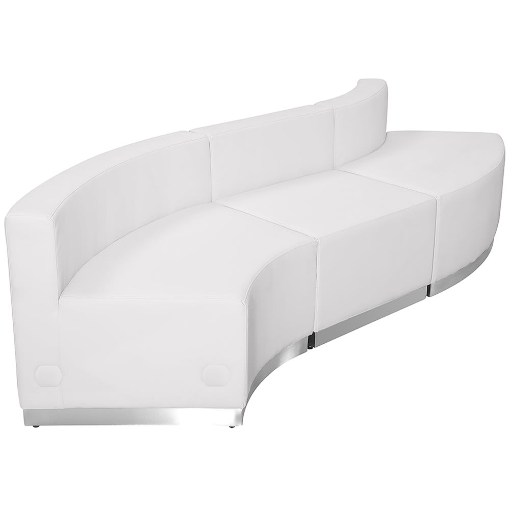 916-803830SETWH 3 Piece Modular Reception Sofa Set - LeatherSoft Upholstery, White