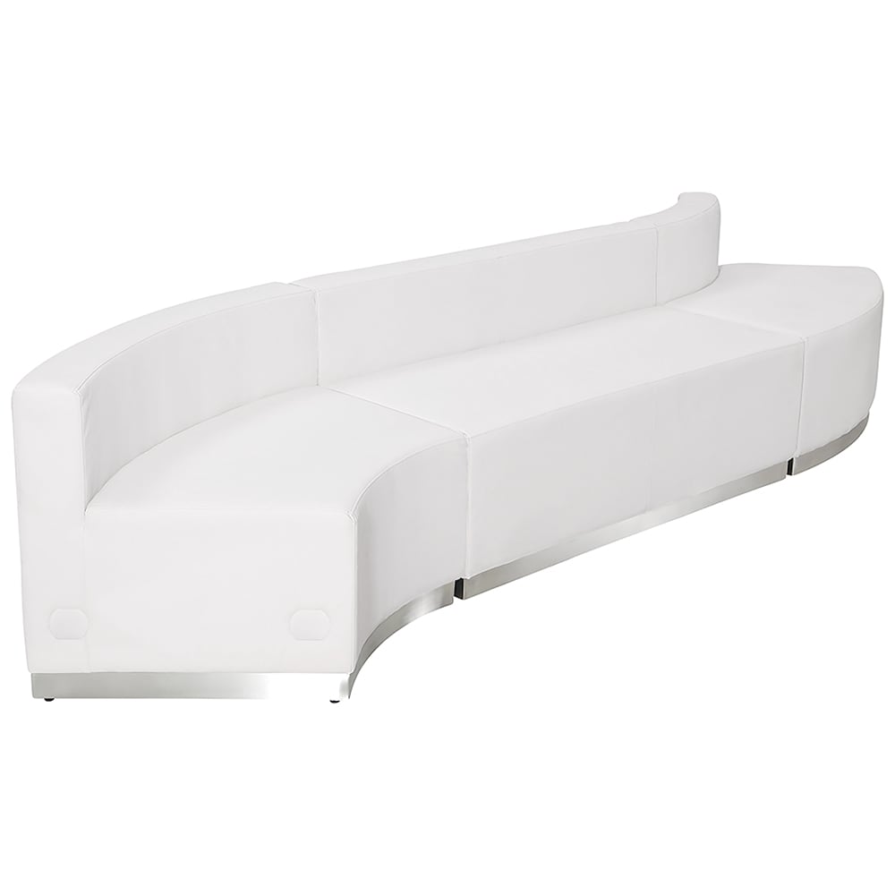 916-803850SETWH 3 Piece Modular Reception Sofa Set - LeatherSoft Upholstery, White