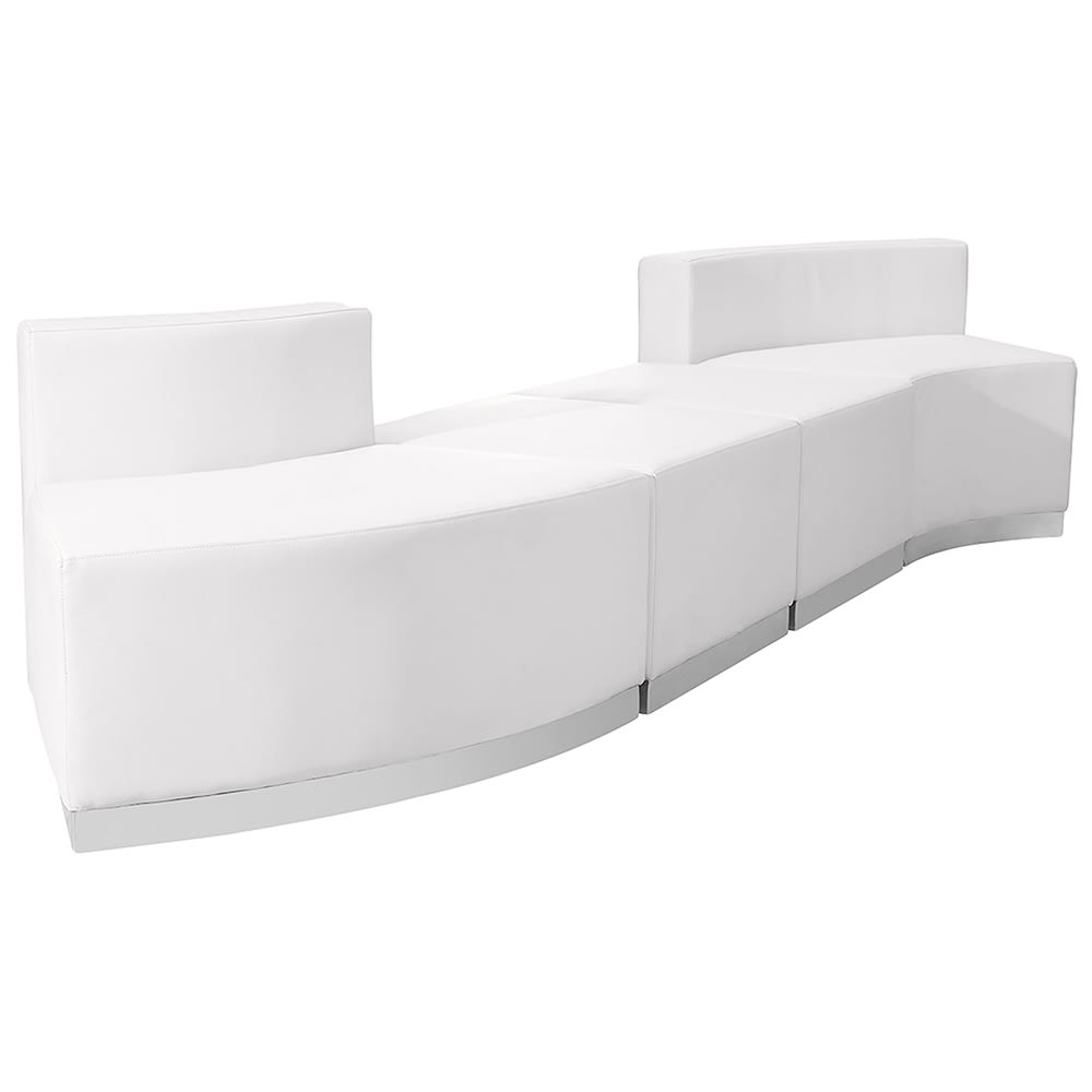 916-803860SETWH 3 Piece Modular Reception Sofa Set - LeatherSoft Upholstery, White