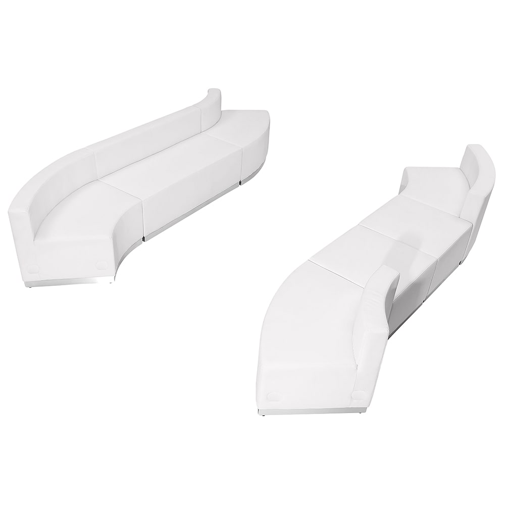916-803870SETWH 7 Piece Modular Reception Sofa Set - LeatherSoft Upholstery, White