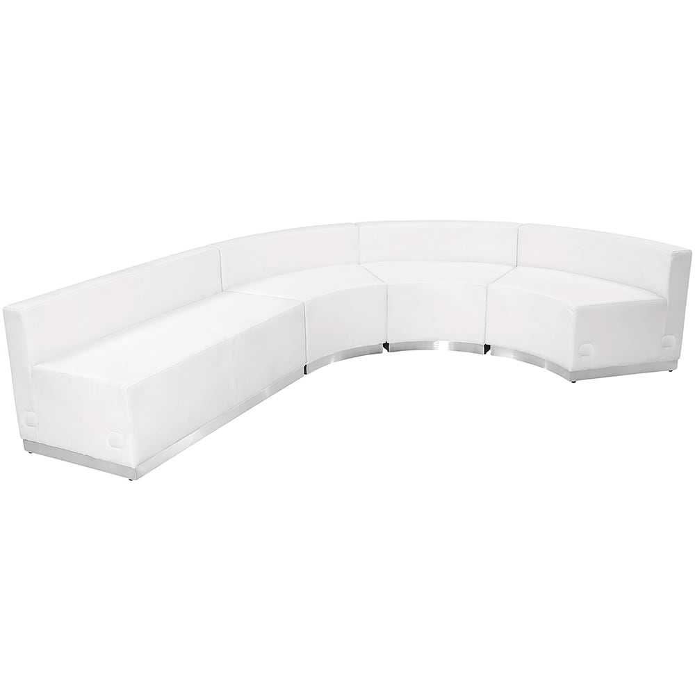 916-803760SETWH 4 Piece Modular Reception Sofa Set - LeatherSoft Upholstery, White