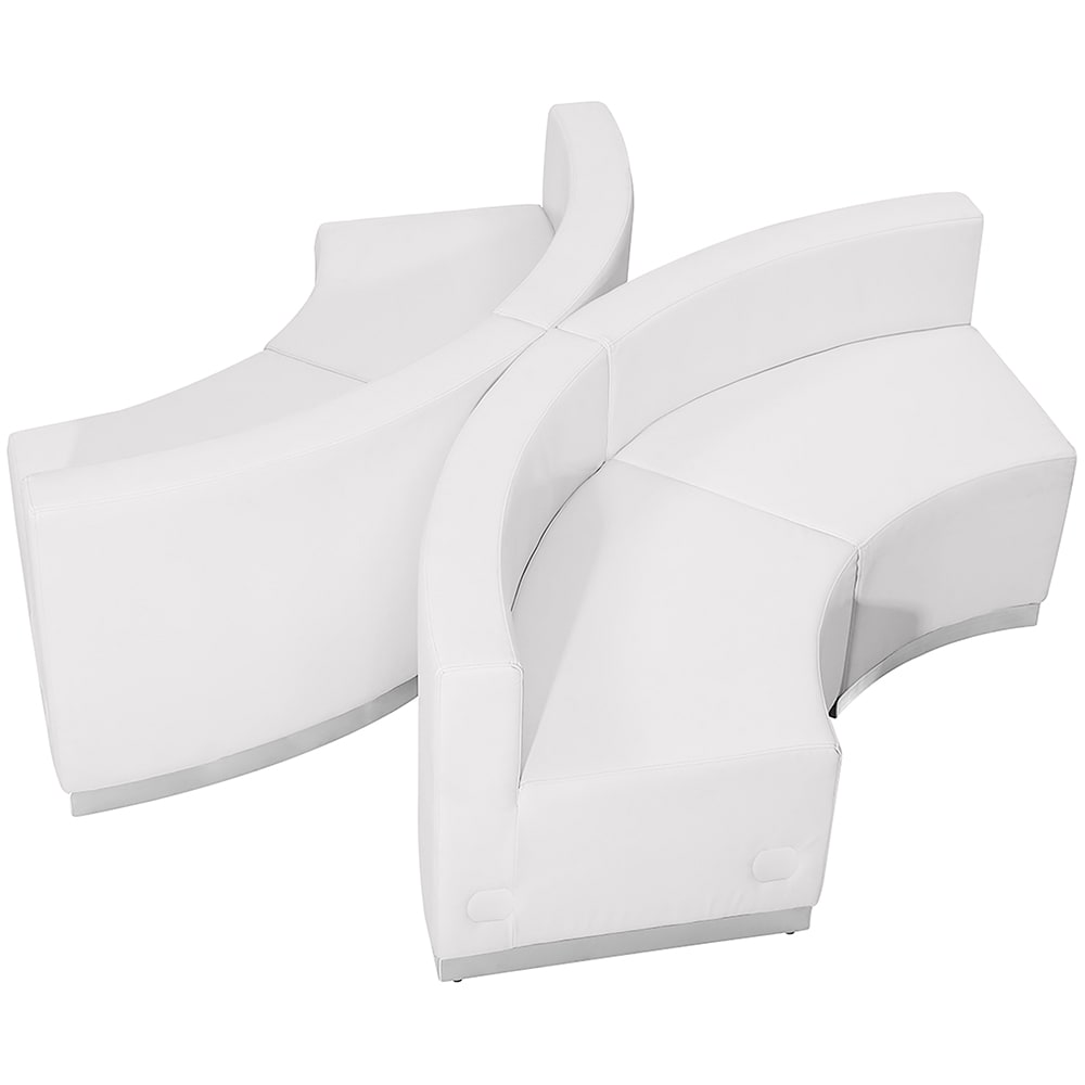 916-803840SETWH 4 Piece Modular Reception Sofa Set - LeatherSoft Upholstery, White