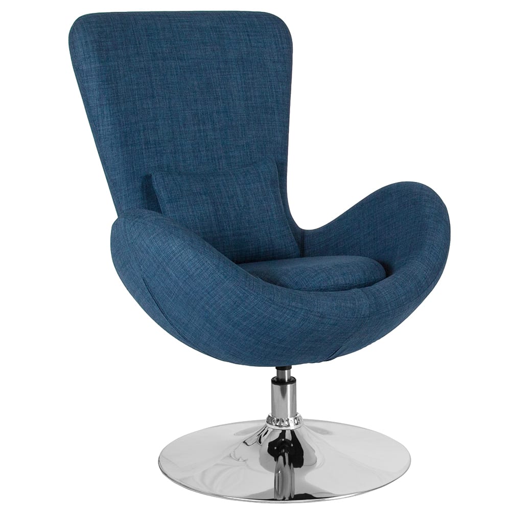 916-CH162430BLFAB Swivel Reception Arm Chair - Blue Fabric Upholstery