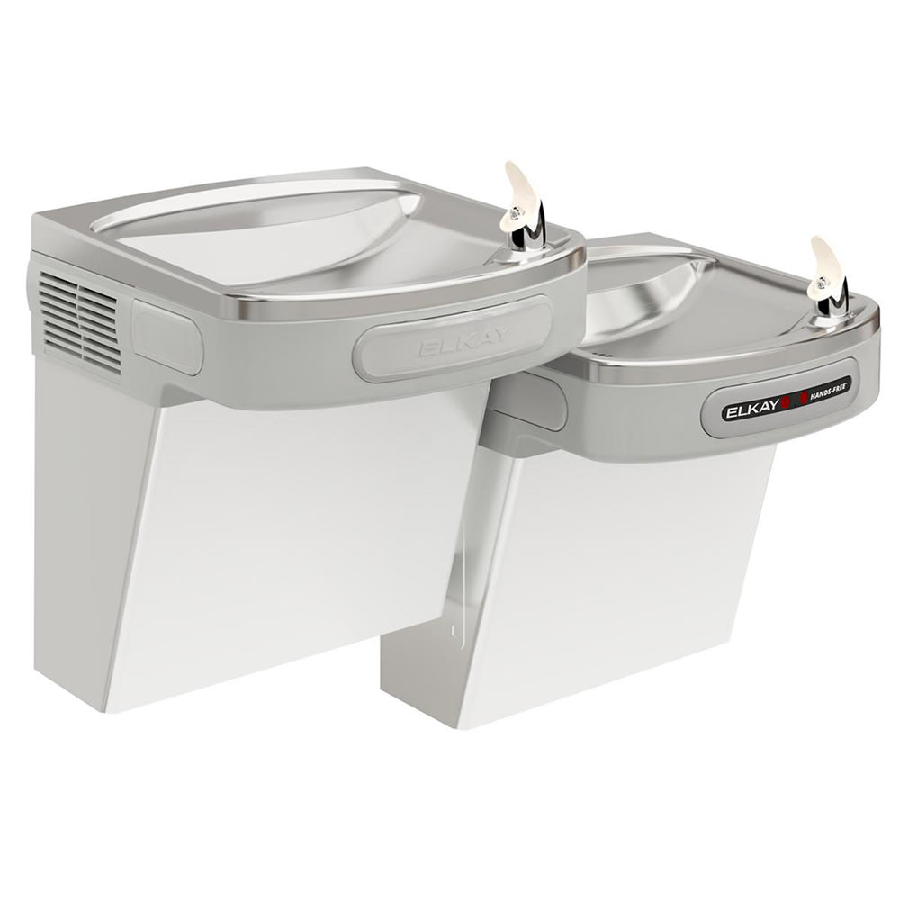 189-EZOSTL8SC Wall Mount Bi Level Hands Free Drinking Fountain - Non Filtered, Refrigerated, Stai...