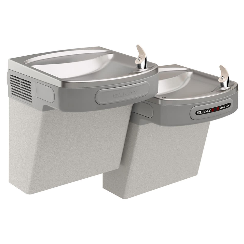 Elkay EZOSTL8LC Wall Mount Bi Level Hands Free Drinking Fountain - Non Filtered, Refrigerated, Light Gray Granite