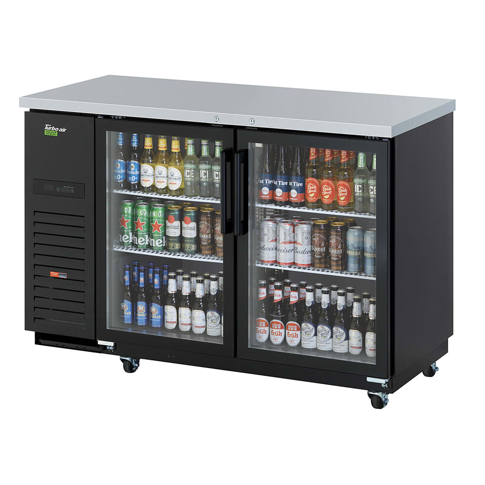 083-TBB2SGDN 58 3/4" Bar Refrigerator - 2 Swinging Glass Doors, Black, 115v