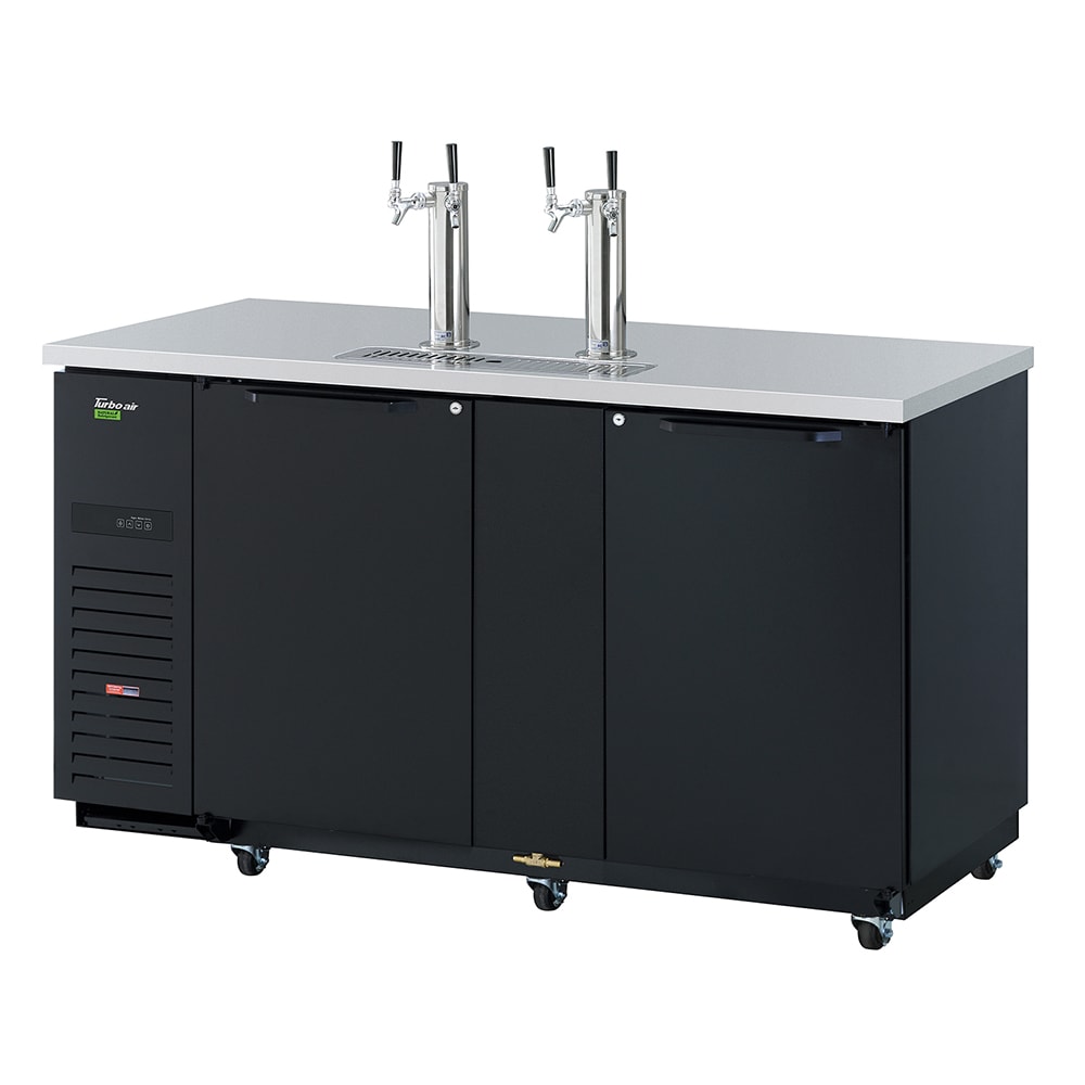 083-TBD3SBDN 69" Kegerator Beer Dispenser w/ (3) 1/2 Barrel Capacity - (2) Columns, Black, 1...